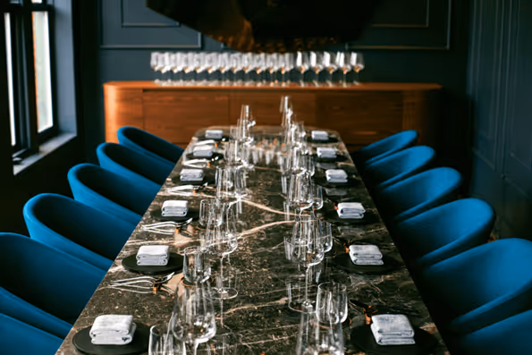 Board room meeting table with nice glasses