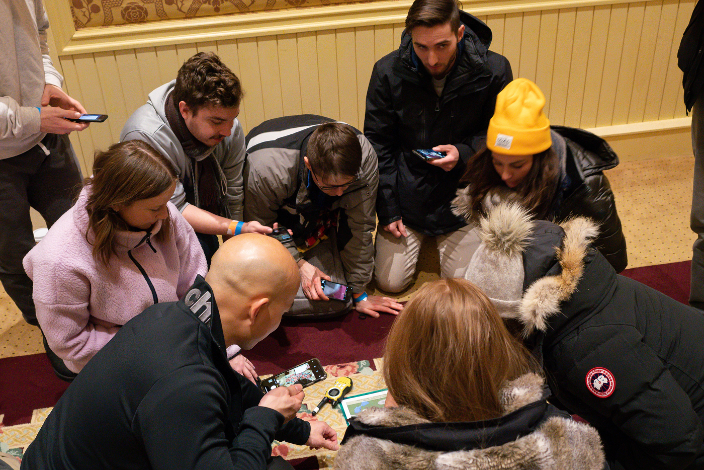 The activity seems collaborative, with participants working together to solve a puzzle or complete a task.