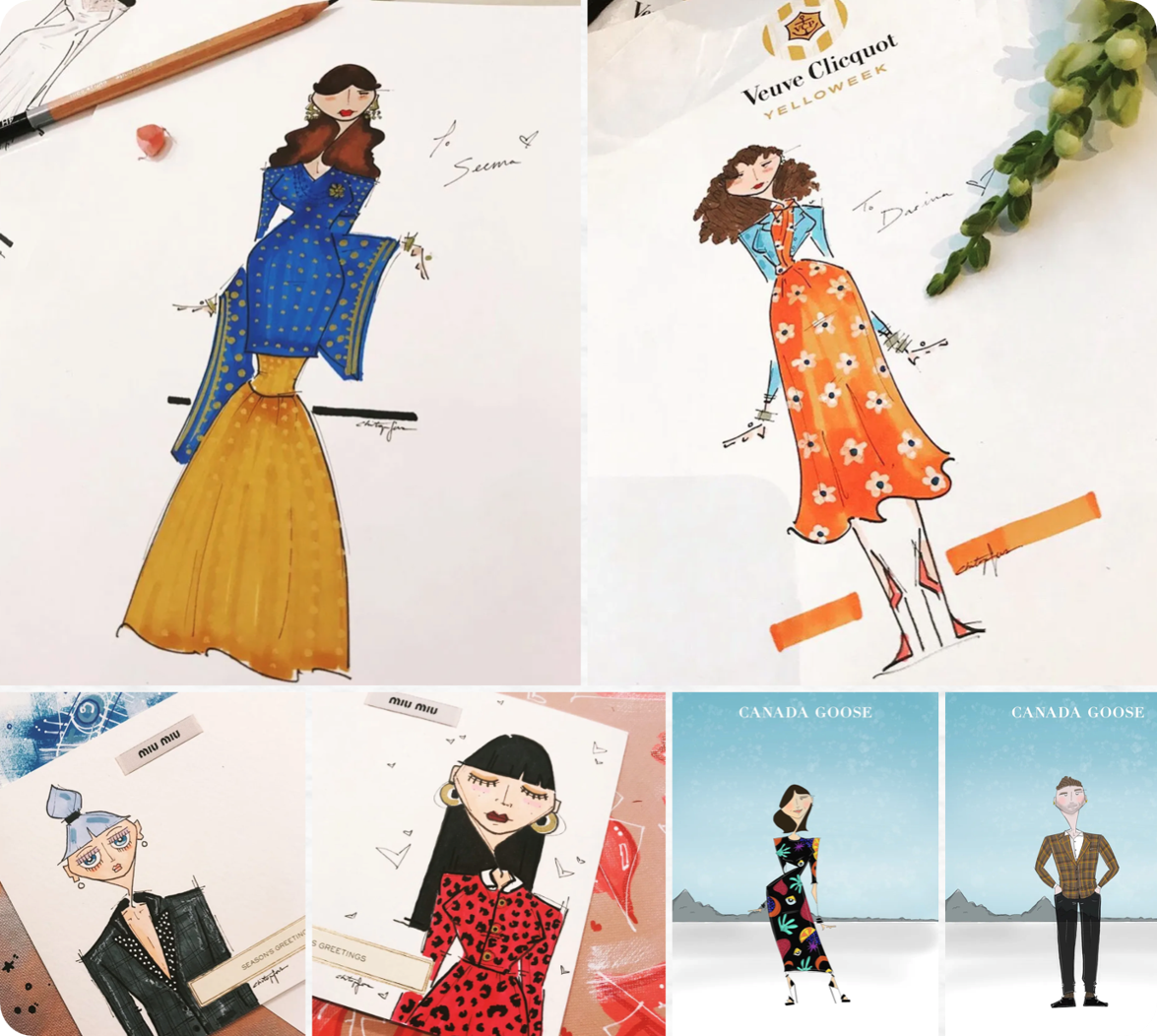 Creative team activity in Toronto featuring fashion illustration workshop with designer brand inspirations