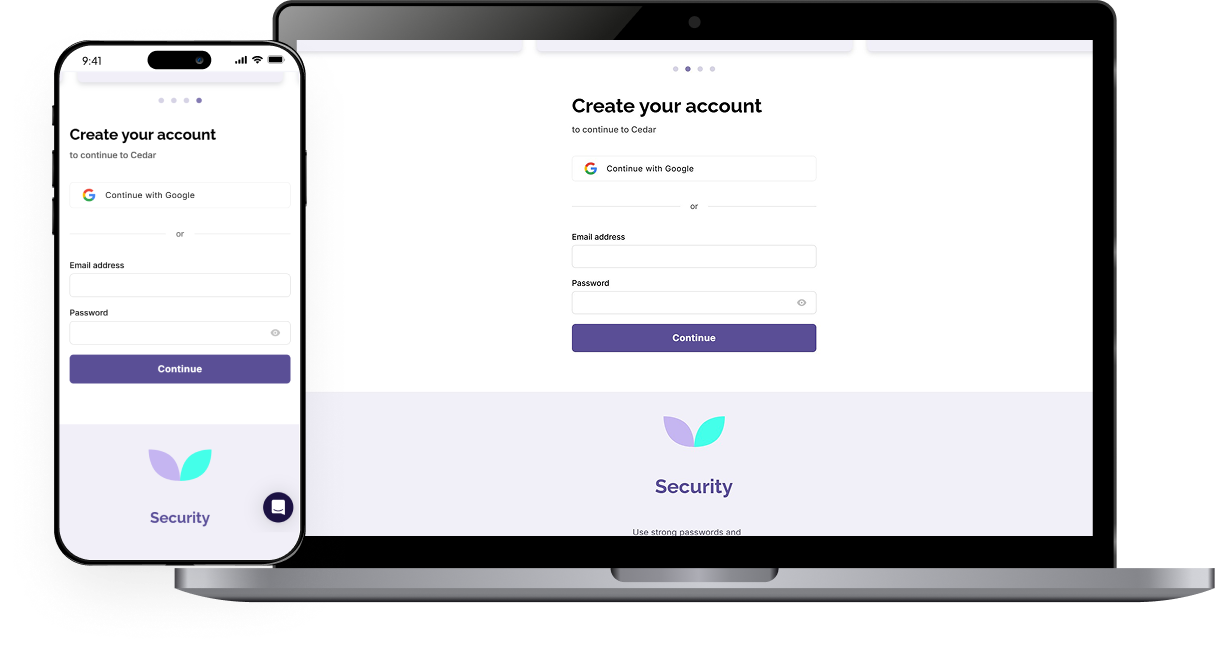 signup screen mockup