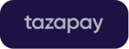 Tazapay company logo with white text on dark rounded rectangle background.