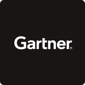 Gartner company logo with white text on a black background.