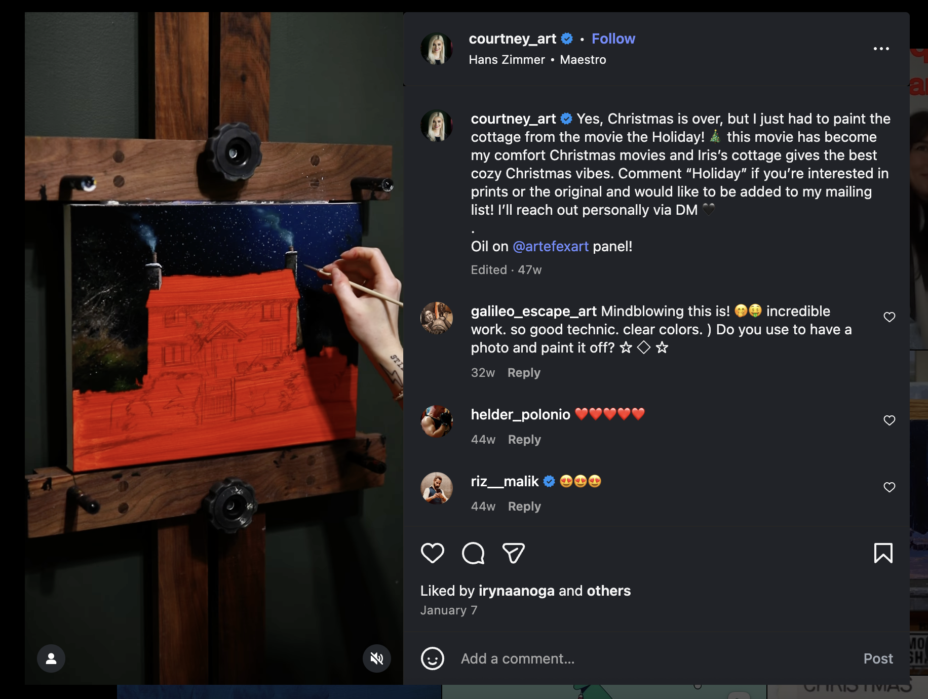 Holiday art social media post