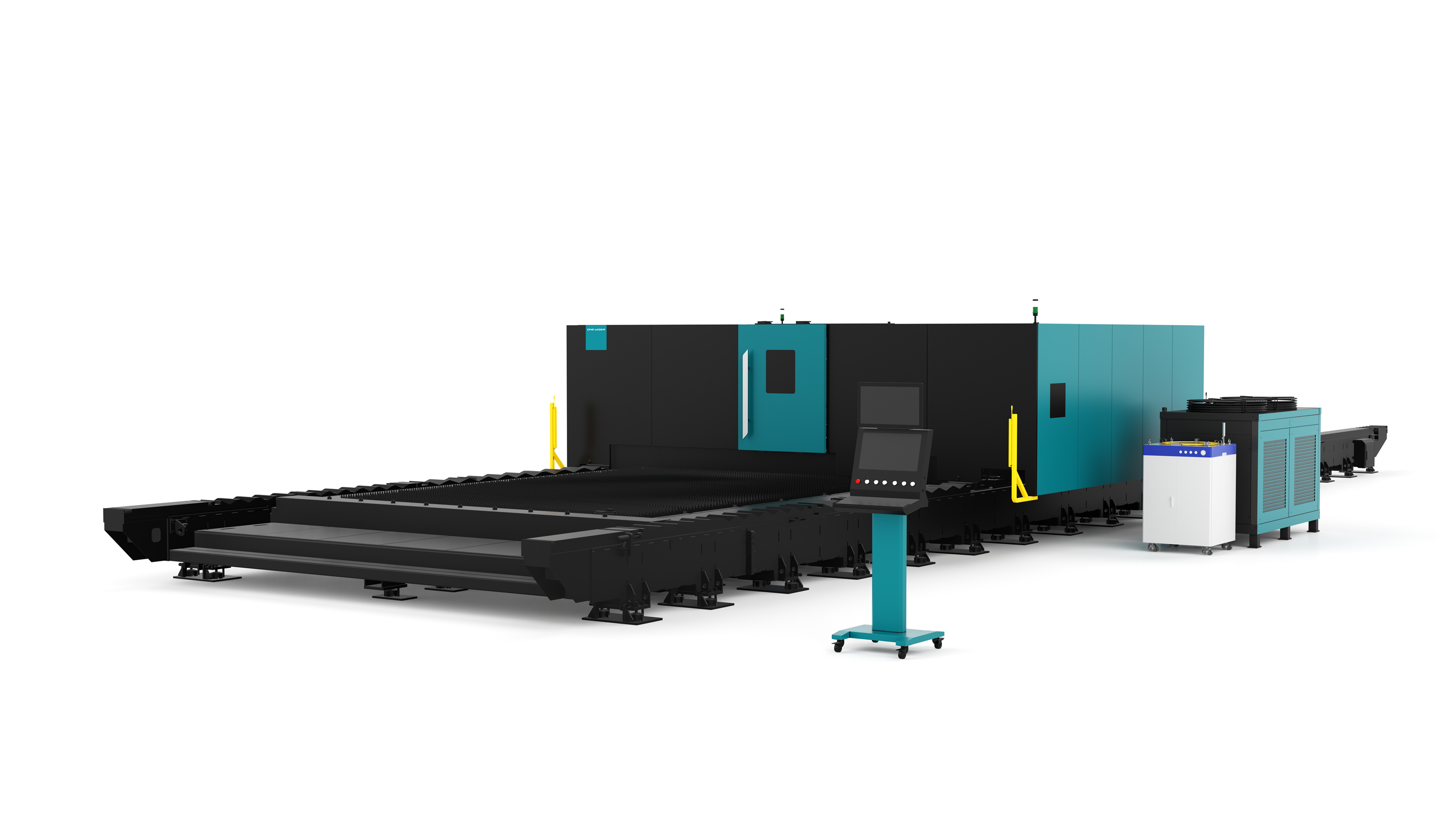 fiber laser cutting machine rendering that cuts thick metal plates