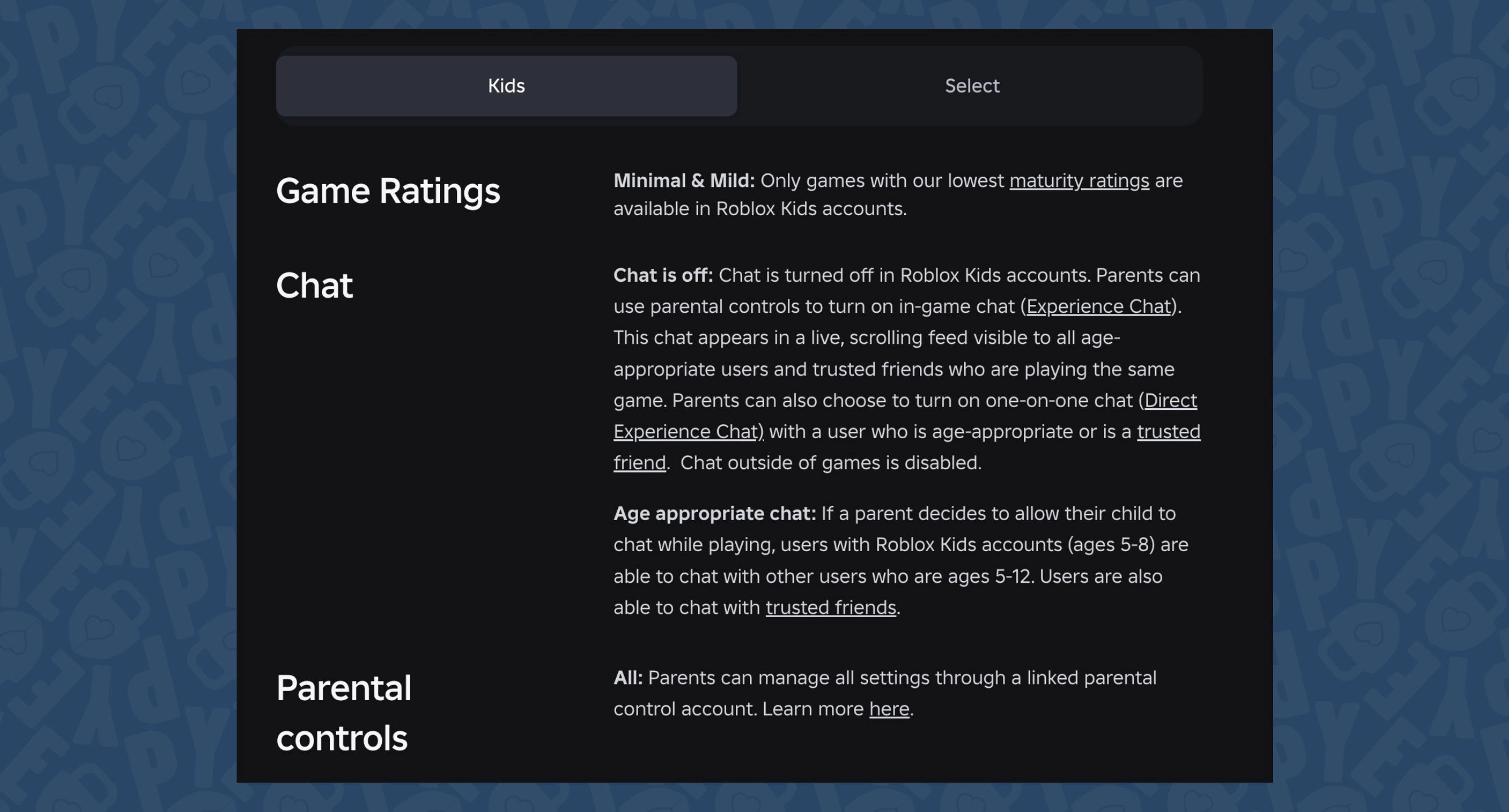 Roblox Kids Account Type Description