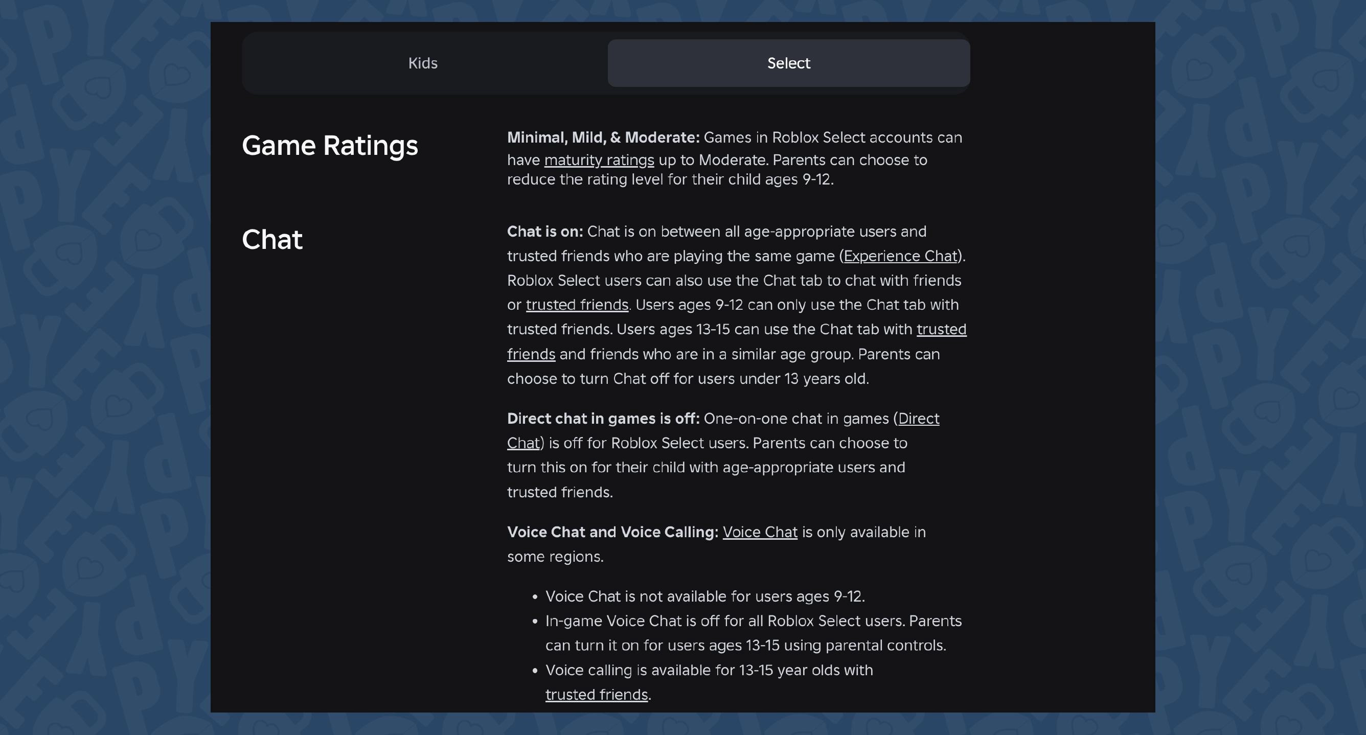 Roblox Select Account Default Settings