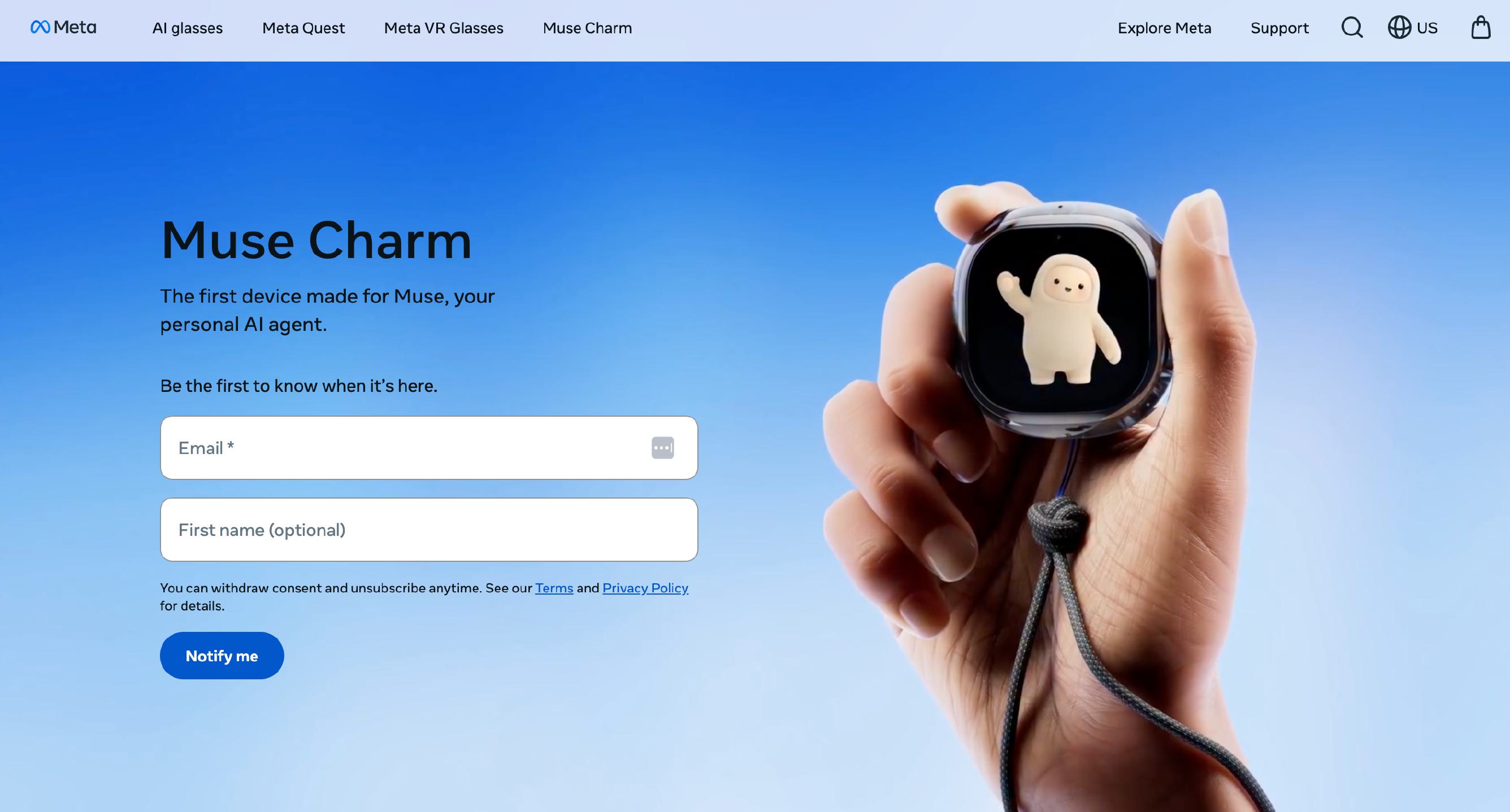Meta's Muse Charm - a Tamagotchi like wearable device for Meta's AI Assistant