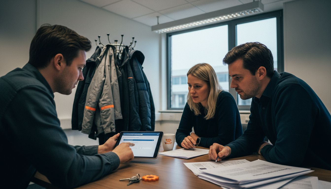 Het team zit samen om de beveiliging te bespreken.