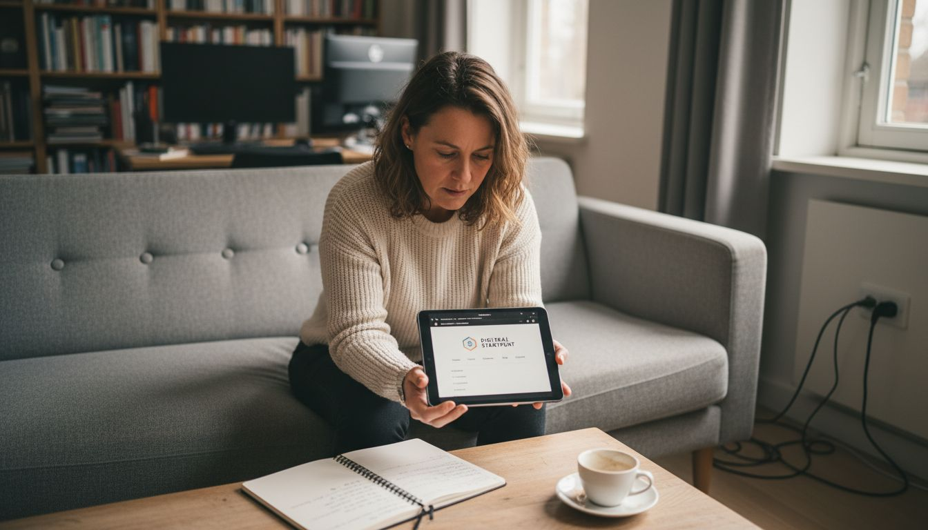 Een vrouw bekijkt het mobiele ontwerp van een website op haar tablet.