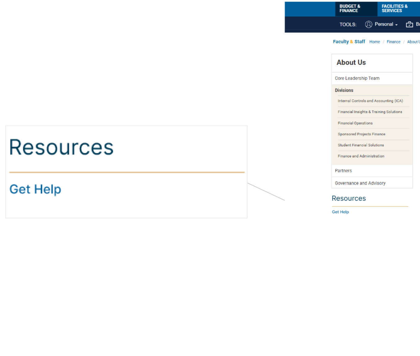 Blink Divisions page with Get Help in resources nav