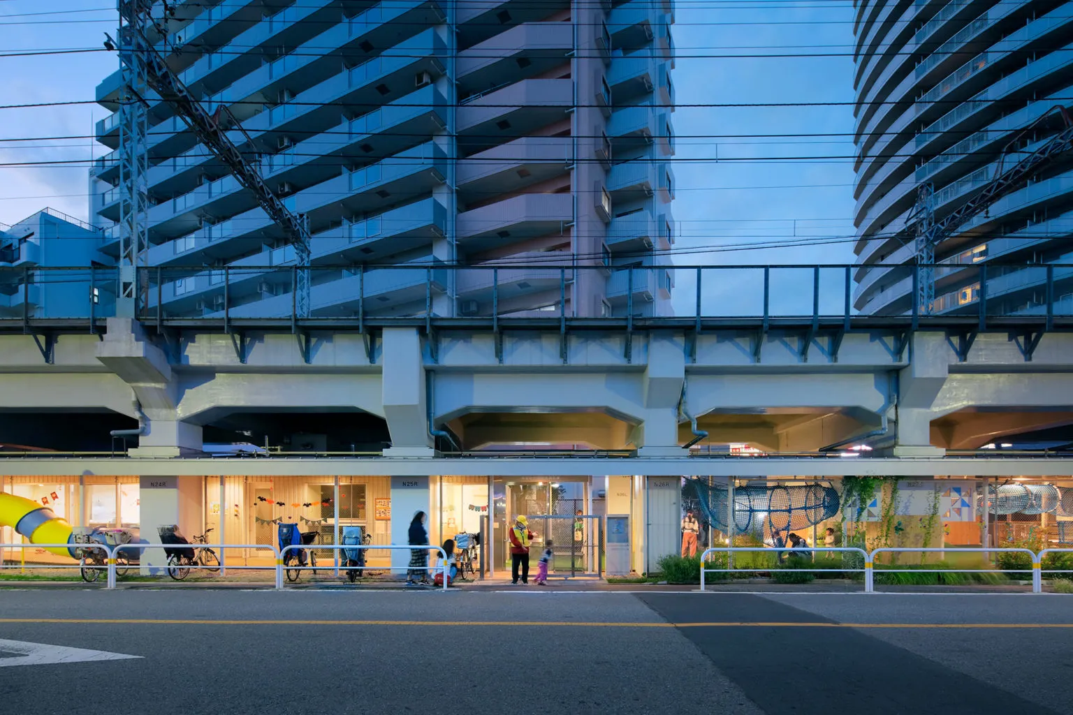 A nursery under railway in Machiya, designed by Takahiro Akiyama and Chiharu Moriyama (AHMC) 