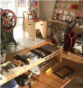 The Pop Press shop – ready for a workshop