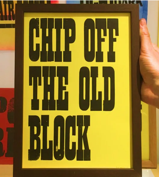 Chip off the old block. A Father's day wood type print by Pop Press.
