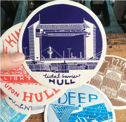 Hull letterpress landmark coaster set by Pop Press