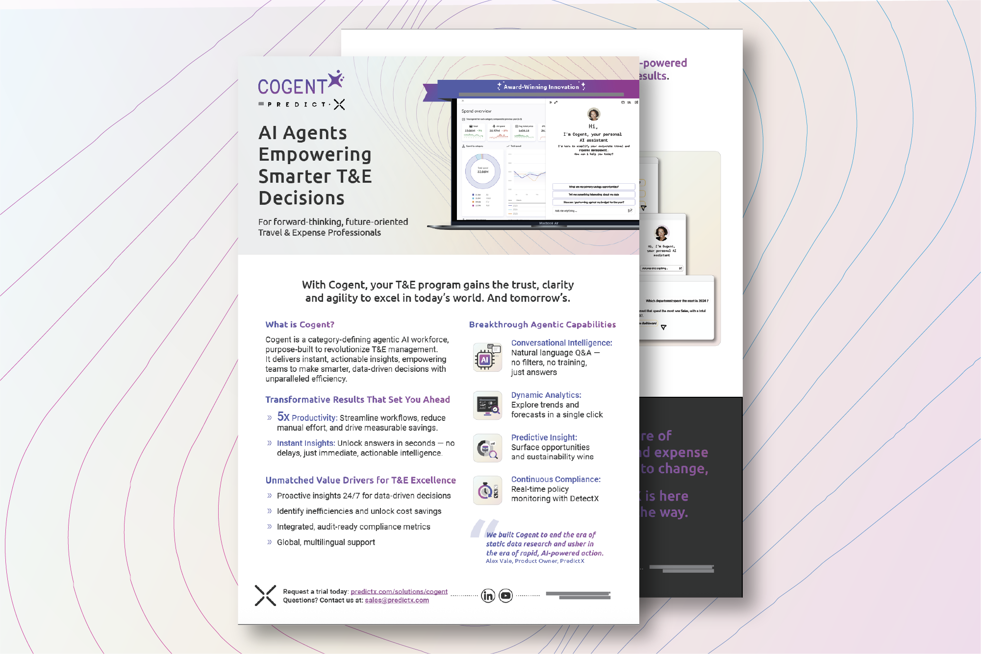Product Sheet | Cogent by PredictX - AI Agents That Power Smarter Travel & Expense (T&E) Decisions