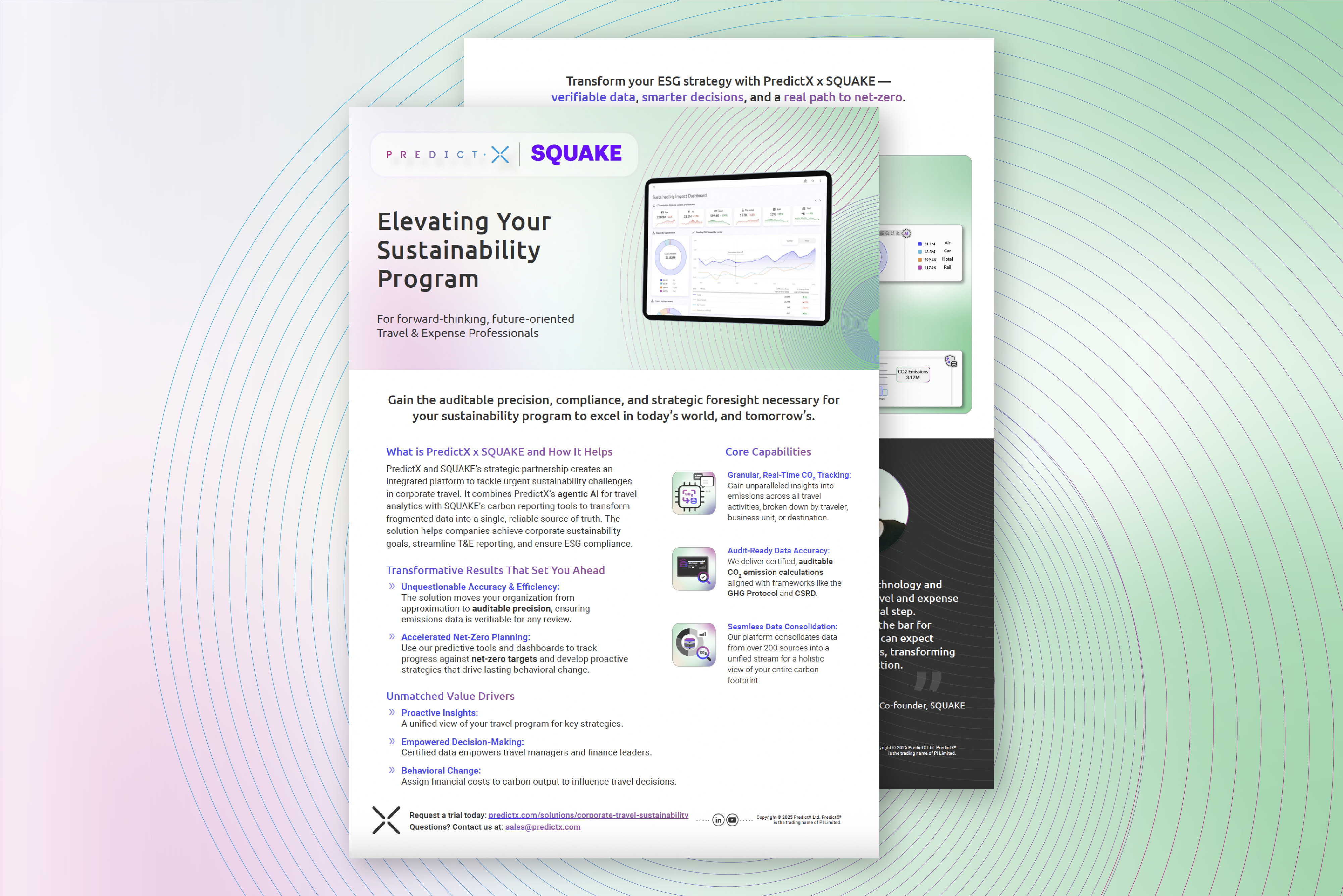 PredictX x SQUAKE Product Sheet: Your Solution for Unquestionable ESG & Sustainability Reporting