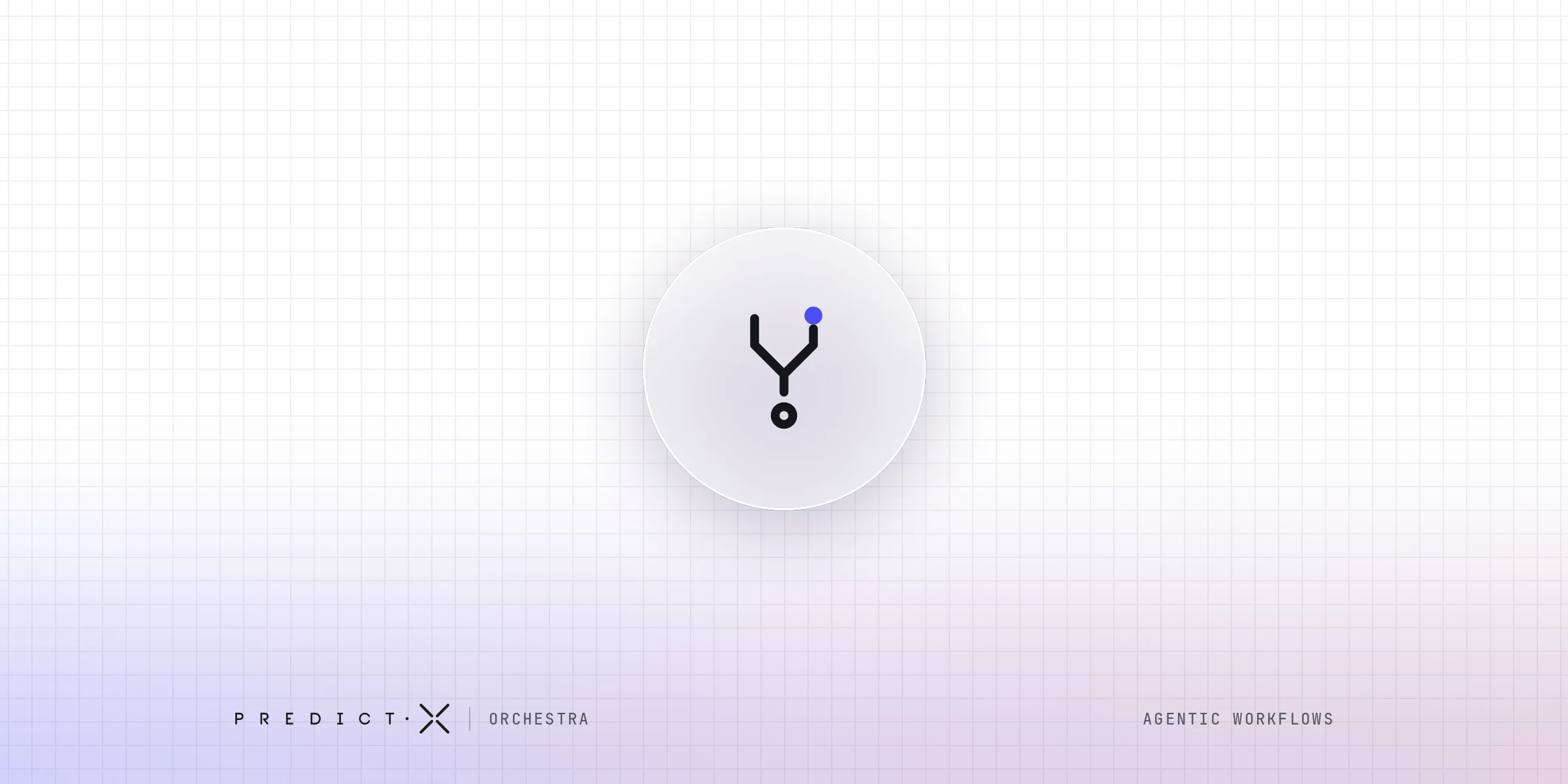 Agentic workflows compared with automation: a branching-path icon on a glass tile, one fixed route beside a route an agent chooses, the Route Test, from PredictX Orchestra.