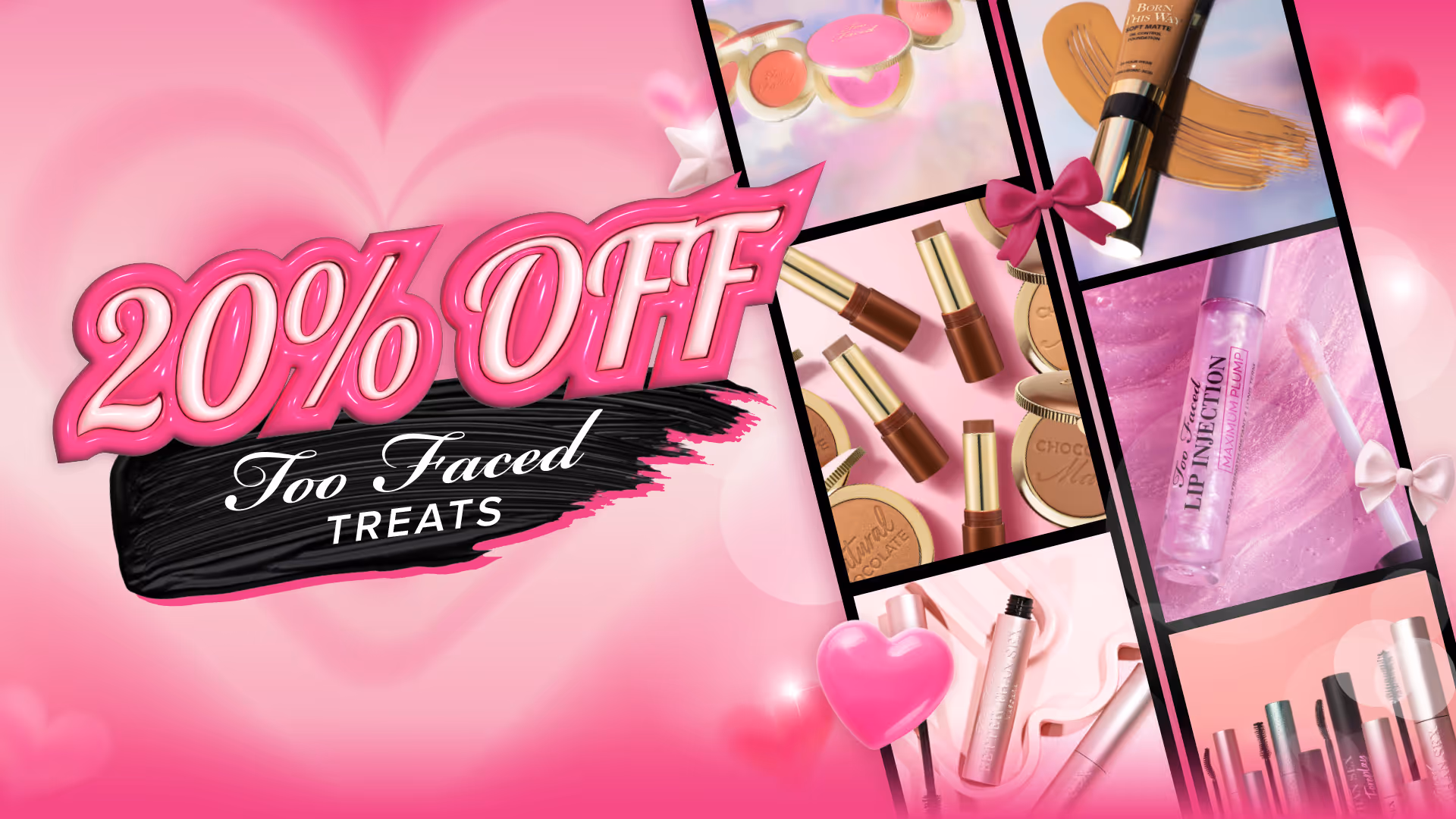 Too Faced Treats lockup with film strips on the right