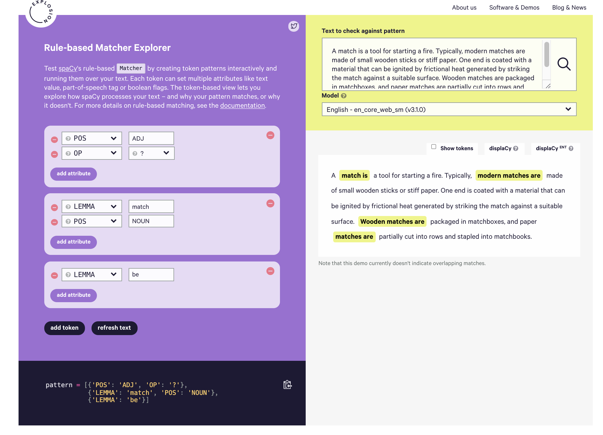 Rule-based Matcher Explorer