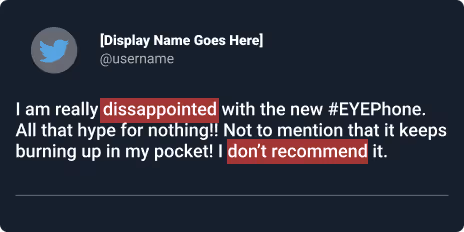 negative sentiment tweet example