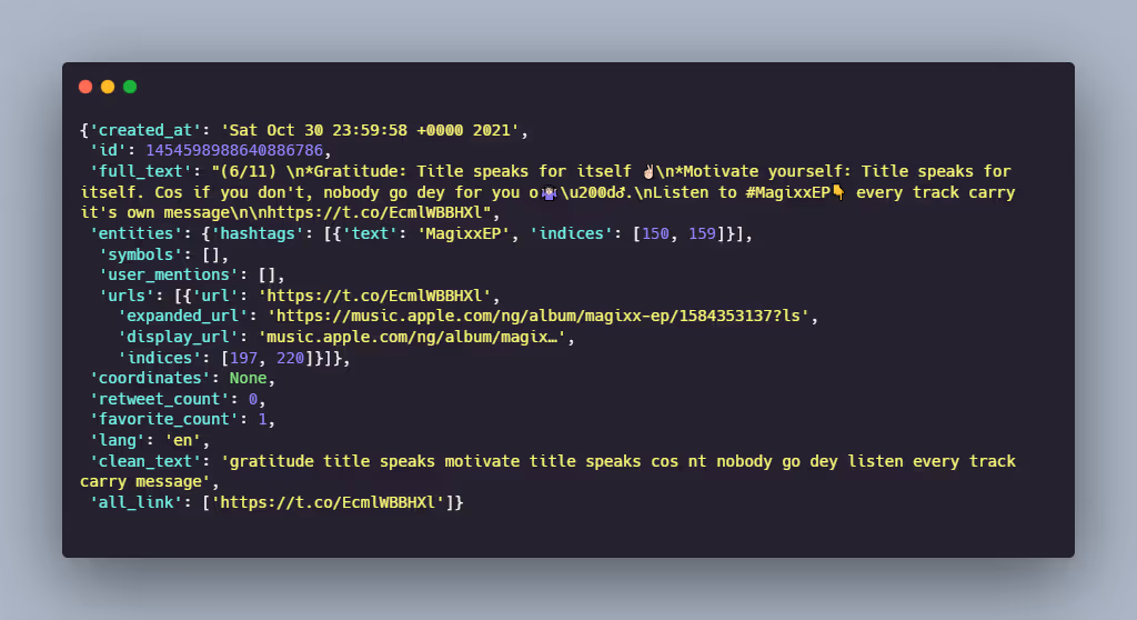 cleaned tweet example