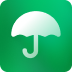 White umbrella icon on a green gradient square background.