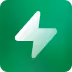 White lightning bolt icon on a green gradient square background.