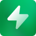 White lightning bolt icon on a green gradient square background.