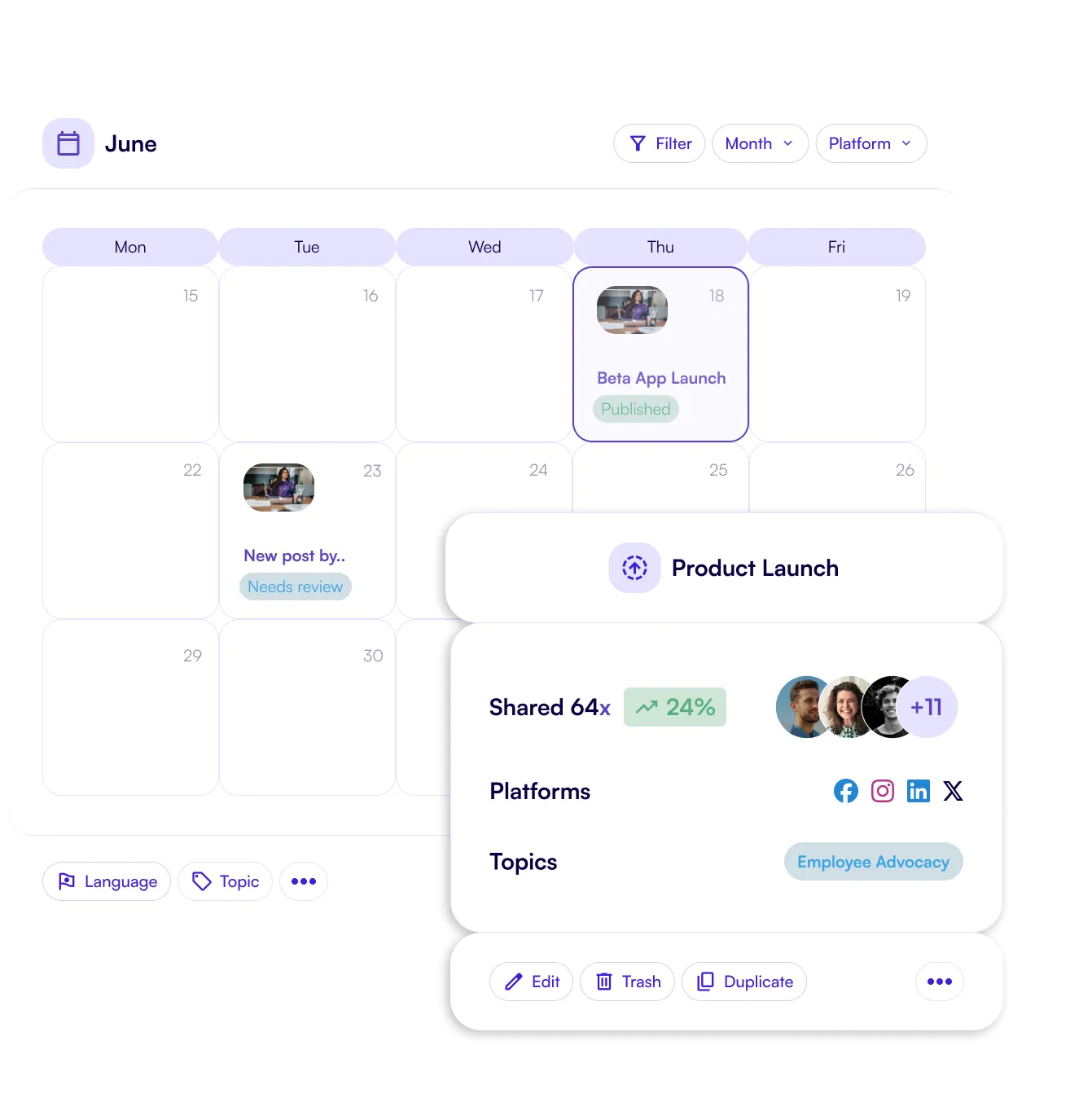 Post insights preview of the statistics