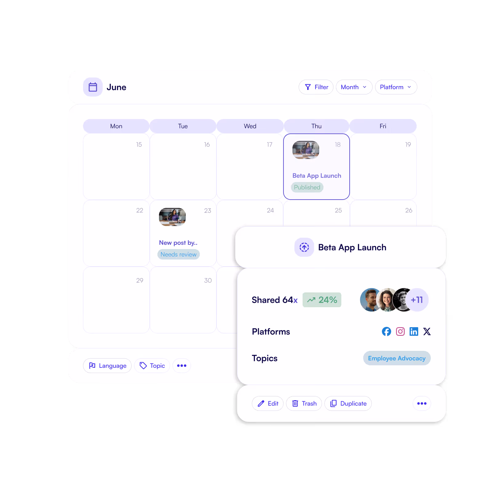 Mobile app to easily share posts.