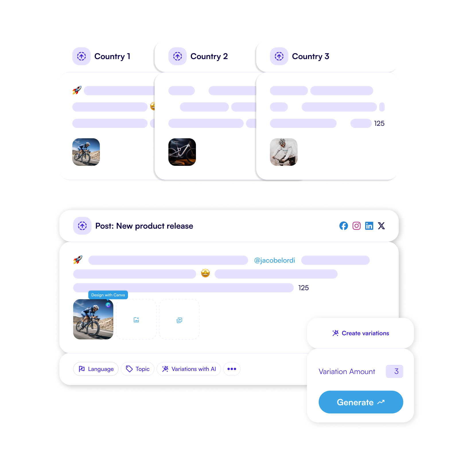 Content calender and themes to easily stay on top of content.
