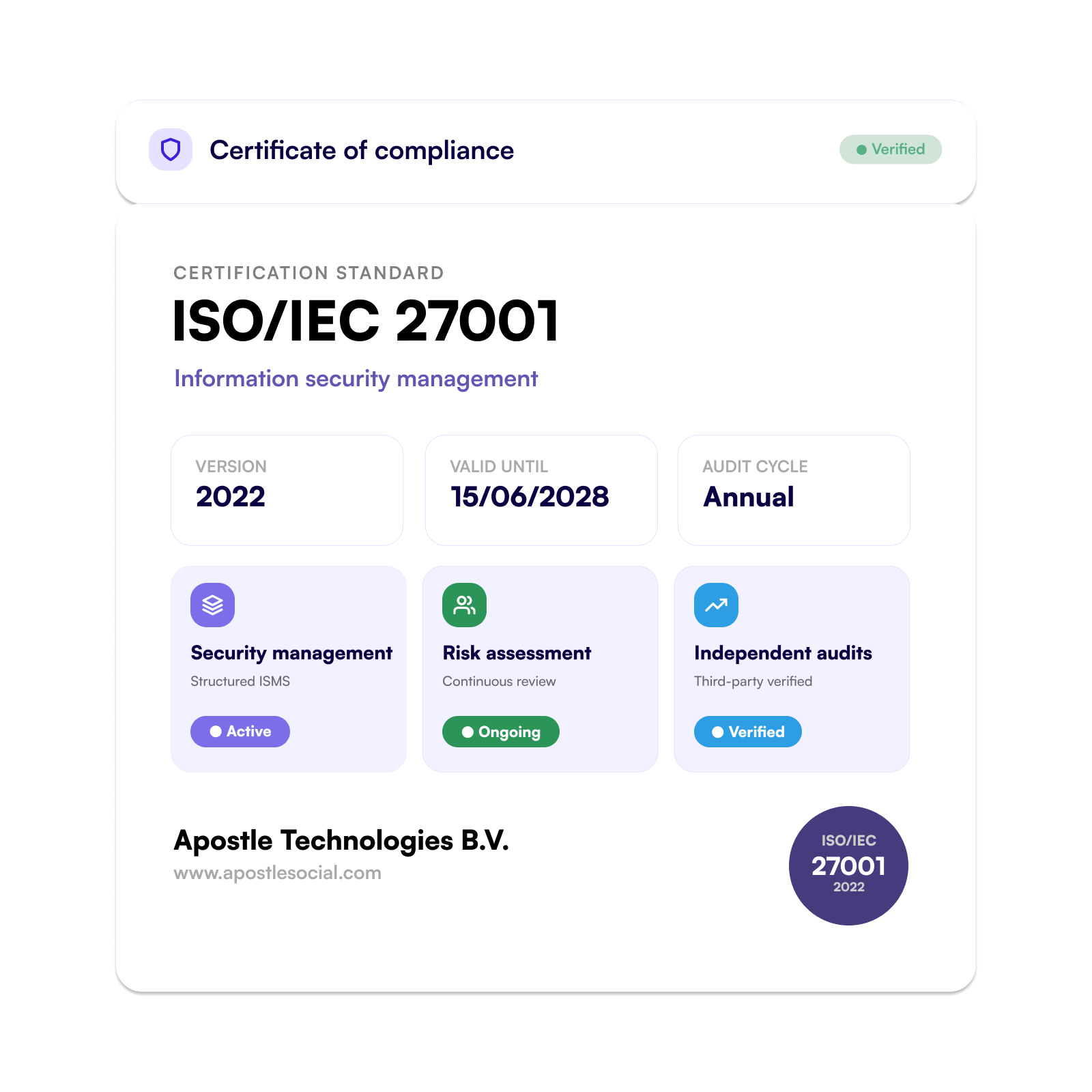 ISO/IEC 27001 certification