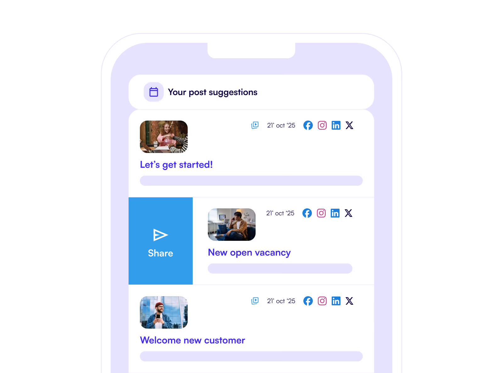 The calendar to view and manage posts