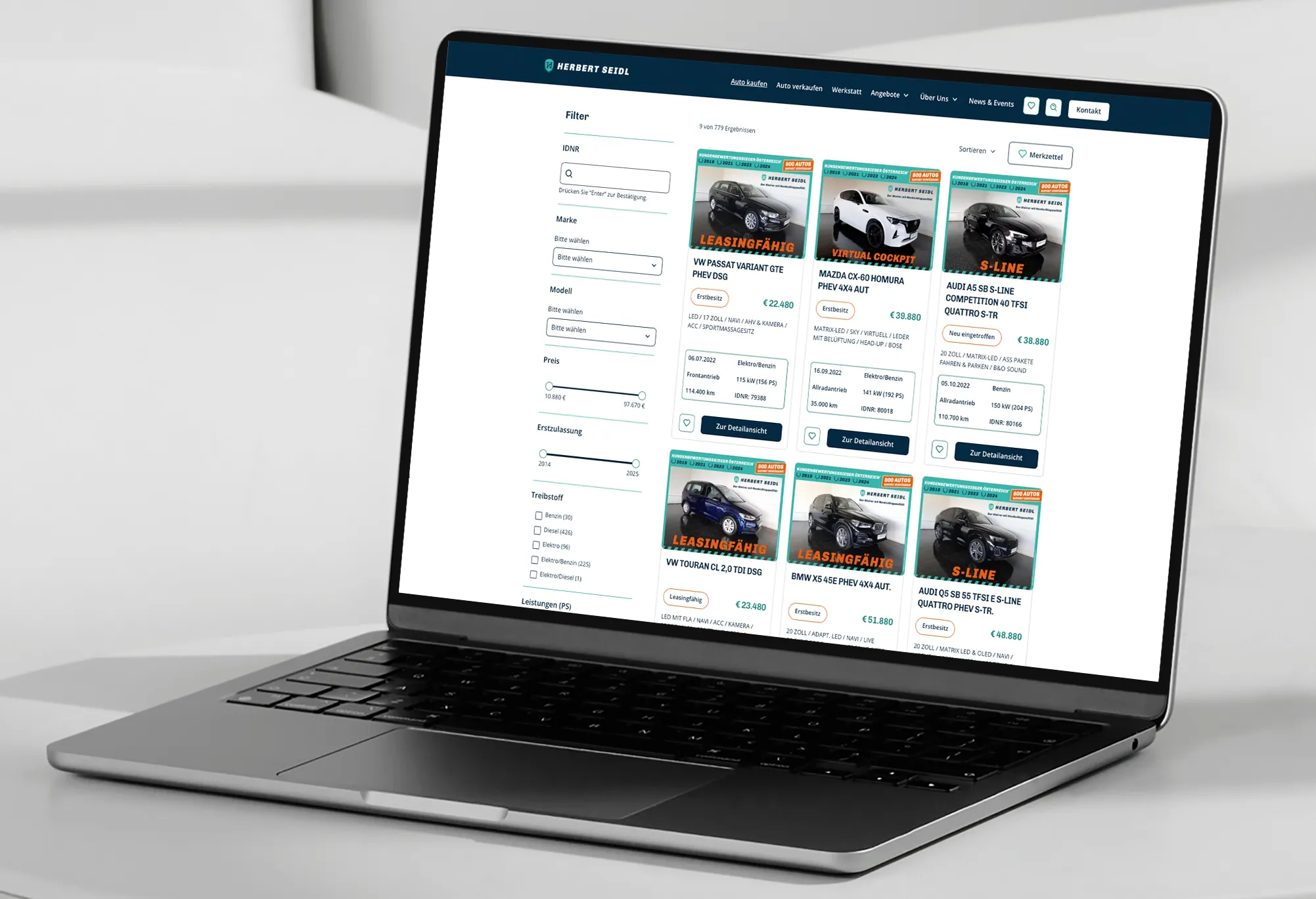 Mockup Seidl Homepage