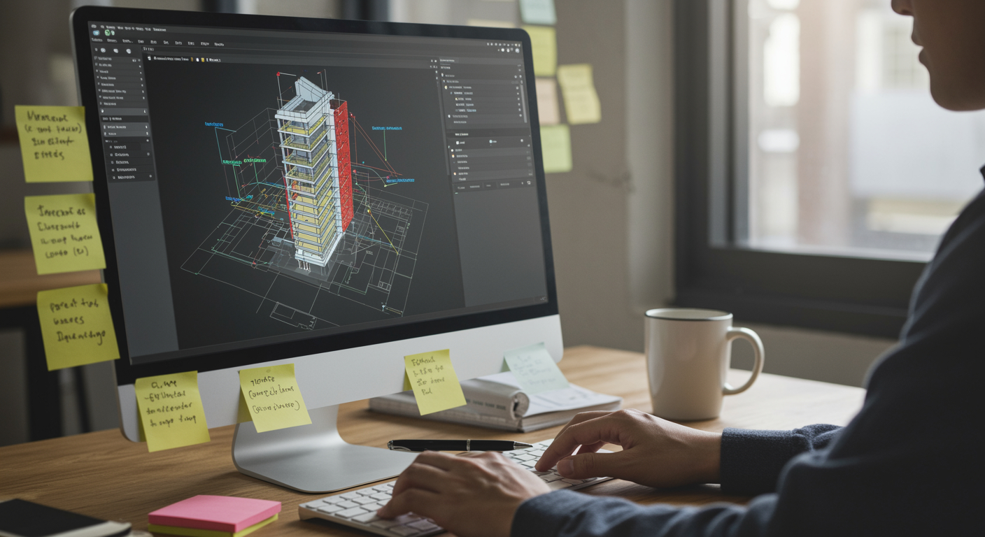 Snapshot of a generic geometry 3D model with relevant data as correct thickness in wall assemblies and wall type tag.