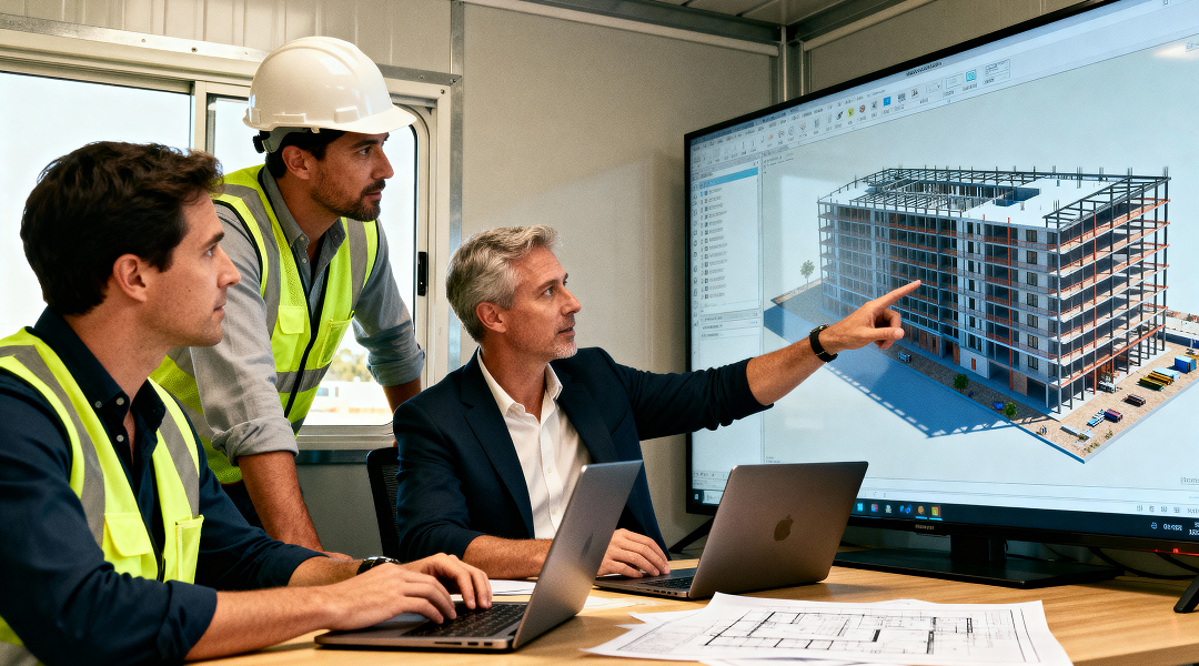 Snapshot of a generic geometry 3D model with relevant data as correct thickness in wall assemblies and wall type tag.