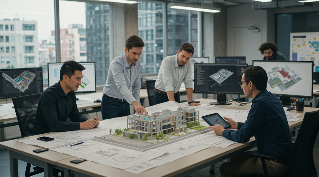 Snapshot of a generic geometry 3D model with relevant data as correct thickness in wall assemblies and wall type tag.