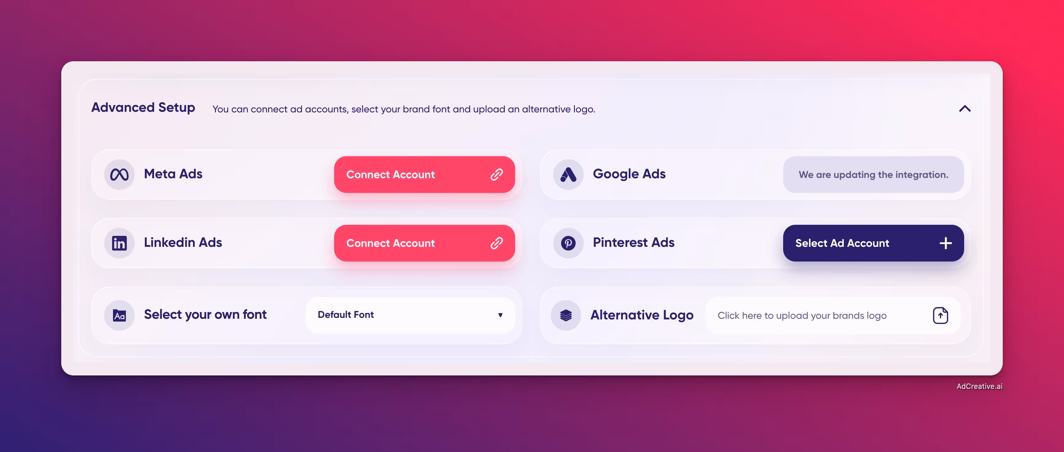 Connexion des comptes publicitaires - AdCreative.ai