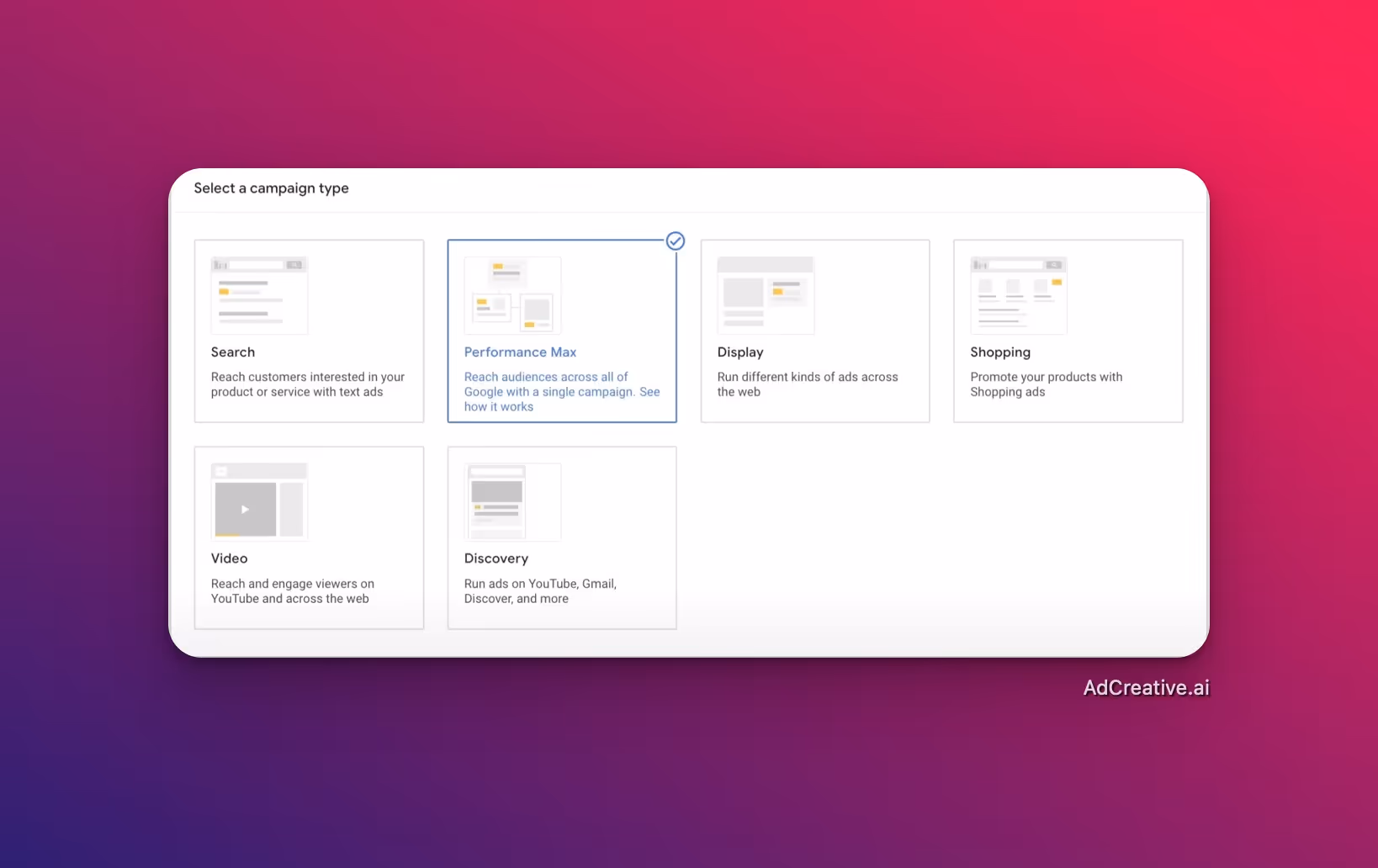 Campaign type Google Ads - AdCreative.ai