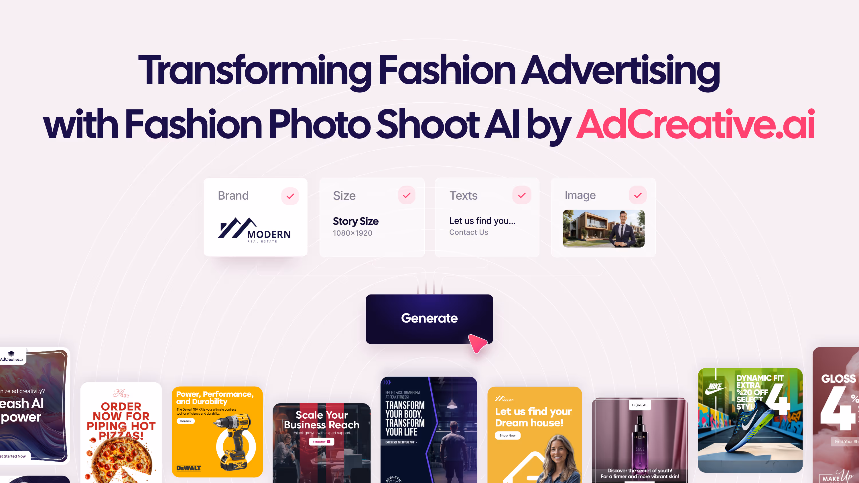 Yapay zeka destekli fotoğraf çekimlerinin yaratıcılığı yeniden tanımladığı ve reklam sürecini kolaylaştırdığı AdCreative AI ile moda reklamcılığının geleceğini deneyimleyin.