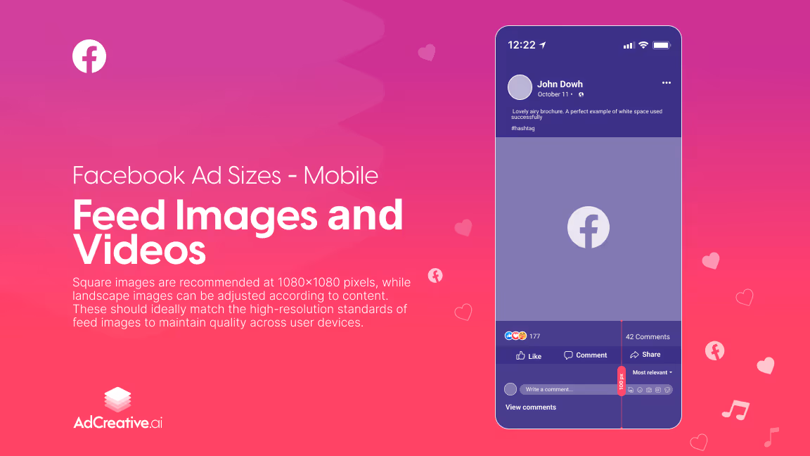 Facebook-mainosten koot - Mobiili - Syötteen kuvat ja videot