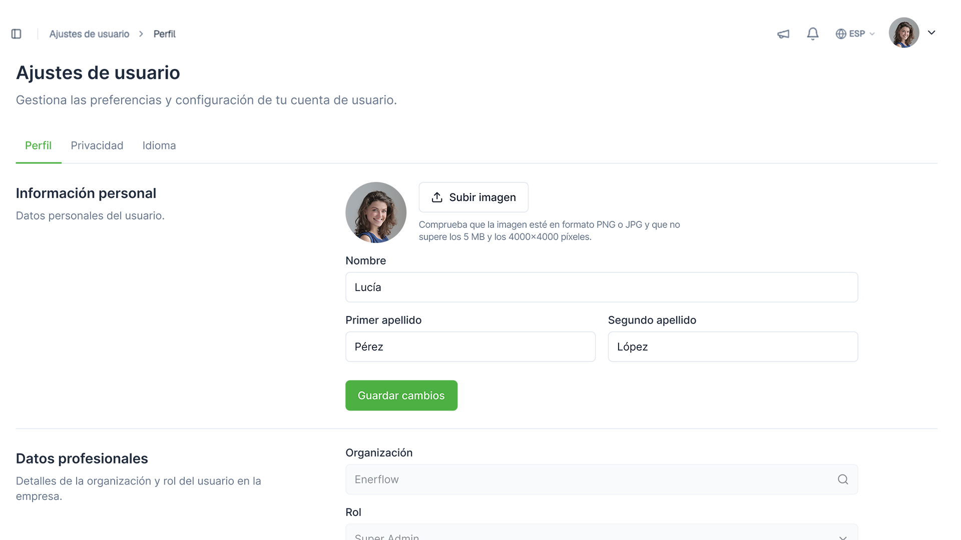 Perfil de usuario en QUIXOTIC