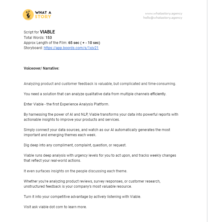 Script for the explainer video