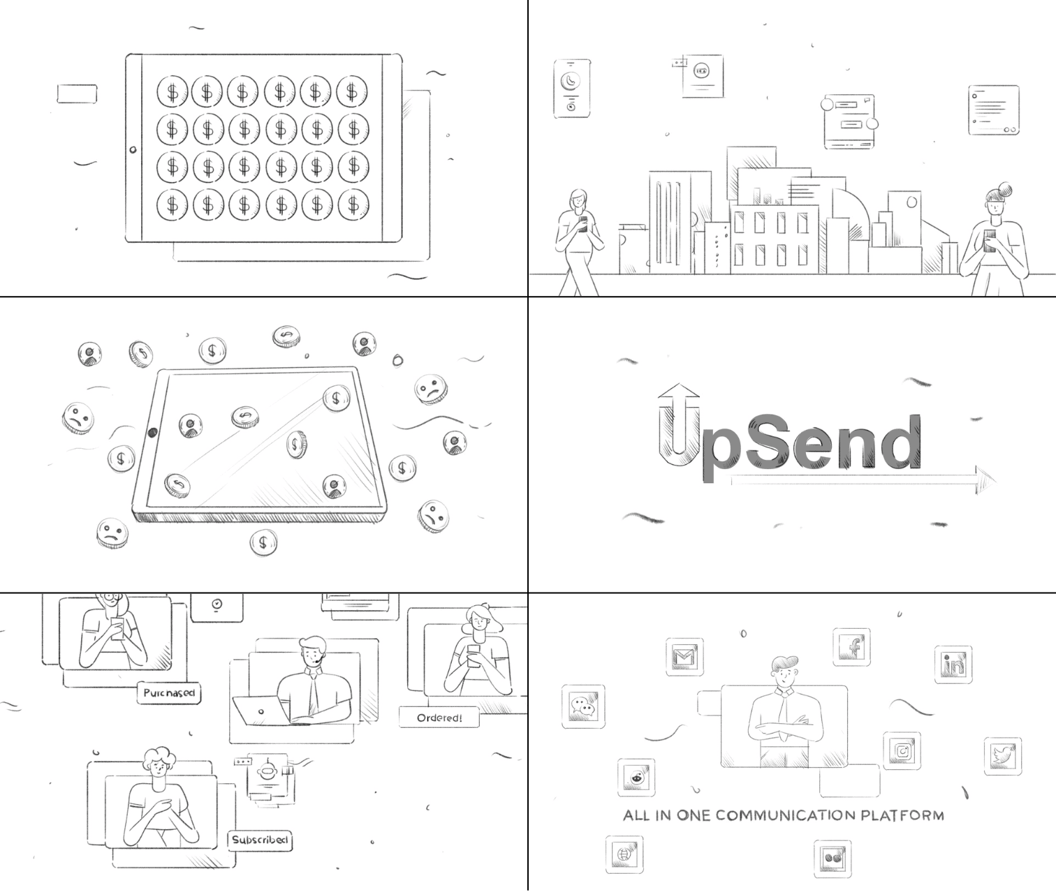 storyboard for upsend explainer video