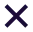 Purple X mark icon on white background.