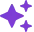 Sparkles icon with three shining stars of varying sizes in purple color.
