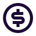 Icon of a dollar sign inside a circle representing money or currency.