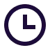 Icon of a clock showing the time as 9 o'clock.