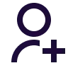 Icon of a user silhouette with a plus sign indicating add user.