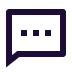 Purple speech bubble icon with three horizontal dots inside indicating a message or typing.